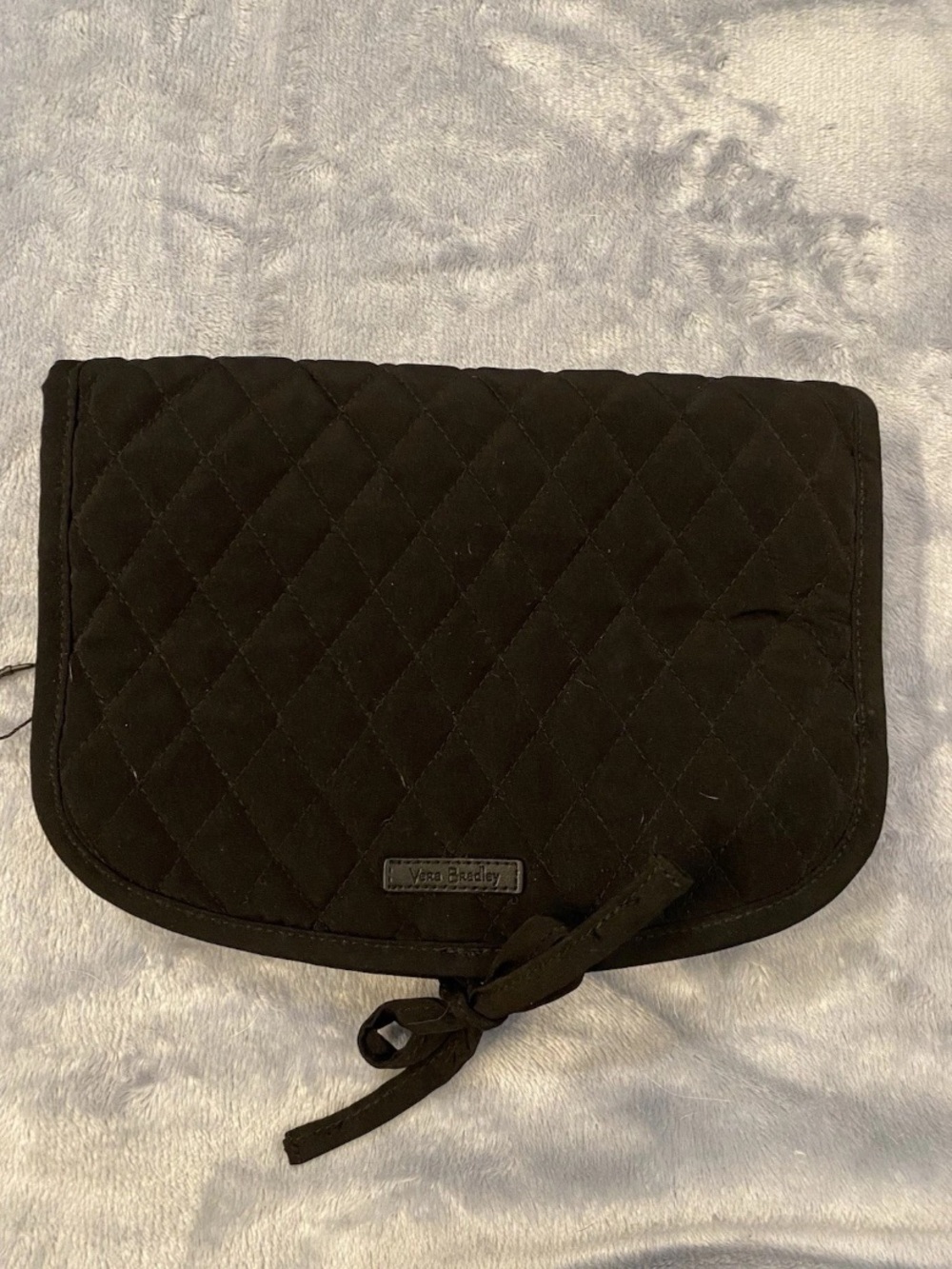 Vera Bradley Black Quilted Hanging Travel Organizer Makeup Jewelry Zip Pockets